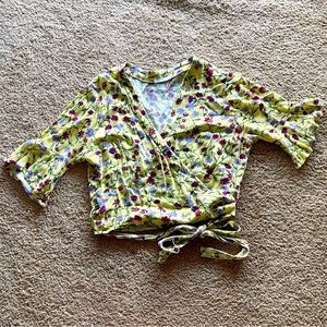 Yellow cross over crop top